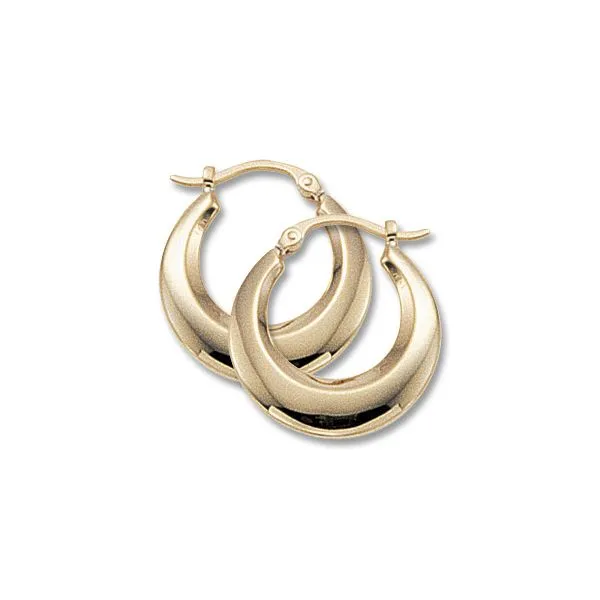 14KY Medium Shell Polished Hoop Earrings Charles Frederick Jewelers Chelmsford, MA