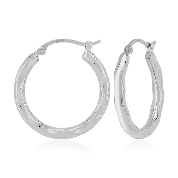 14KW Embossed Medium Hoop Earrings Charles Frederick Jewelers Chelmsford, MA