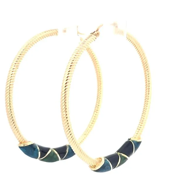 14K Yellow Gold Large Braided Enamel Hoop Earrings Charles Frederick Jewelers Chelmsford, MA