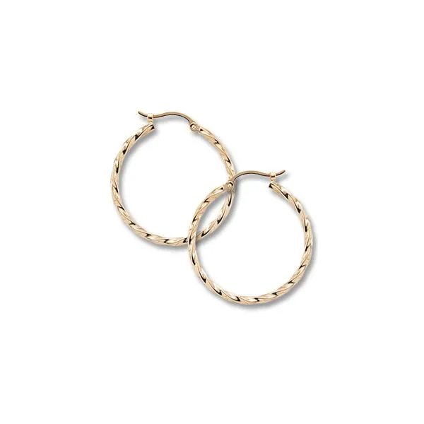 14KW Twisted Tube Hoop Earrings Charles Frederick Jewelers Chelmsford, MA