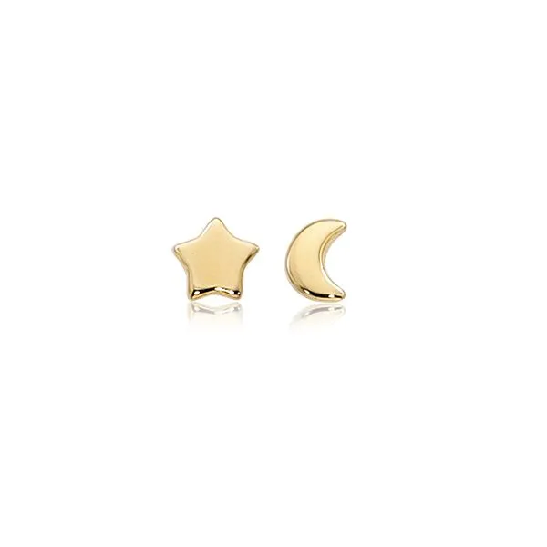 14K Moon and Star Earrings Charles Frederick Jewelers Chelmsford, MA