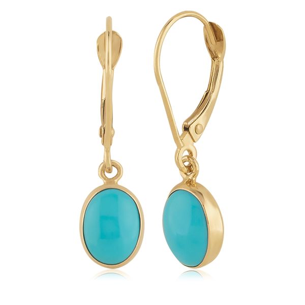 14KY Turquoise Lever Back Earring Charles Frederick Jewelers Chelmsford, MA