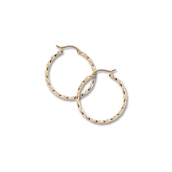14KY 1.8x24mm Twisted Tube Hoop Earrings Charles Frederick Jewelers Chelmsford, MA