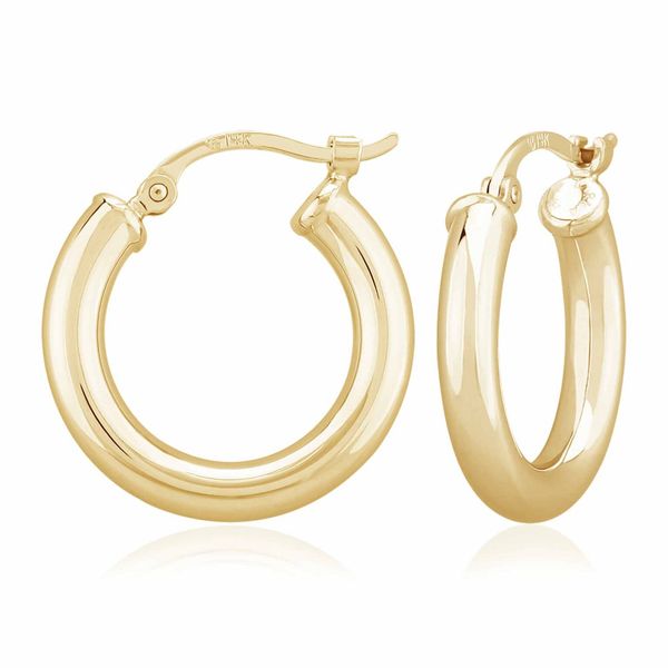 14KY Small 3x18mm Tube Hoop Earrings Charles Frederick Jewelers Chelmsford, MA