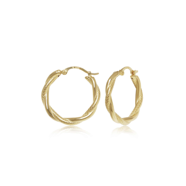 14KY Polished Twist Textured Hoop Charles Frederick Jewelers Chelmsford, MA