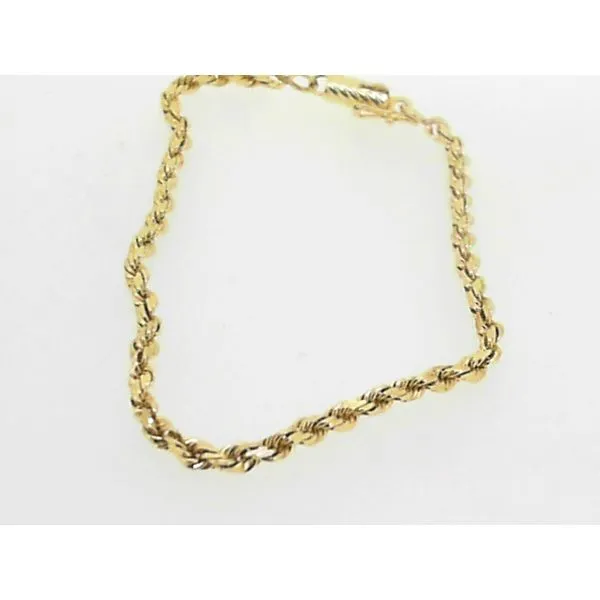 14K Yellow Gold 7.5 Inch Rope Chain Bracelet Charles Frederick Jewelers Chelmsford, MA