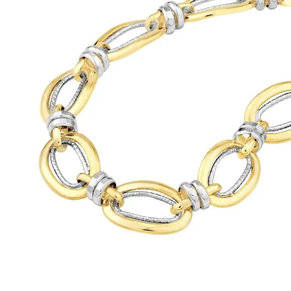 14K Two-Tone Polished Double Link Bracelet Charles Frederick Jewelers Chelmsford, MA