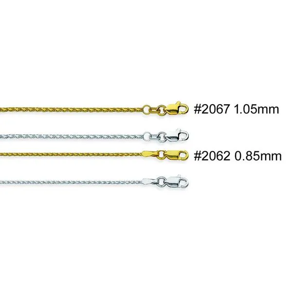 14KW 20'' 1.05mm D-Cut Wheat Chain Image 2 Charles Frederick Jewelers Chelmsford, MA
