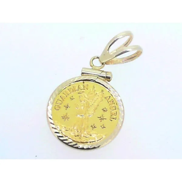 14K Yellow Gold Guardian Angel Pendant Charles Frederick Jewelers Chelmsford, MA