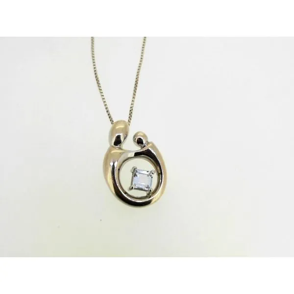 14K White Gold Mother And Child Aquamarine Necklace similar item image