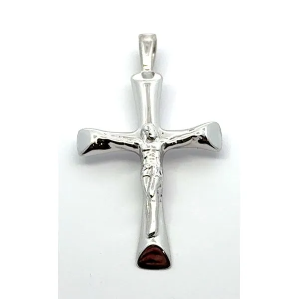 Sterling Silver Extra Large Crucifix 1/2 Round Flair Cross Charles Frederick Jewelers Chelmsford, MA