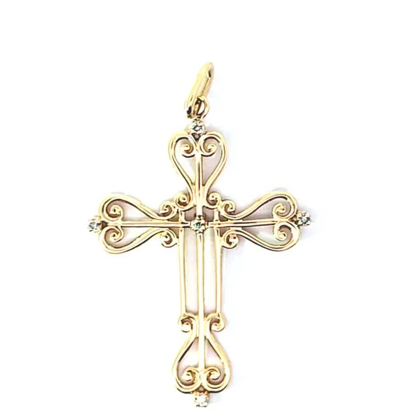 Estate- 14KY Large Ladies Diamond Studded Cross-3.2 Grams similar item image