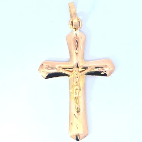 Estate- 19K Rose Gold Hollow Crucifix Charm (1.3 Grams) similar item image