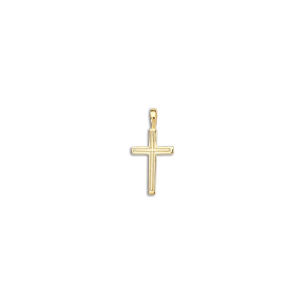 14KY Small Outline Cross Pendant Image 2 Charles Frederick Jewelers Chelmsford, MA