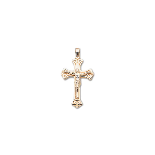 14KY Large Scroll Crucifix Cross Image 2 Charles Frederick Jewelers Chelmsford, MA