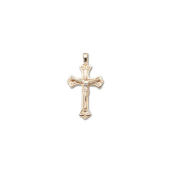 14KY Large Scroll Crucifix Cross Charles Frederick Jewelers Chelmsford, MA