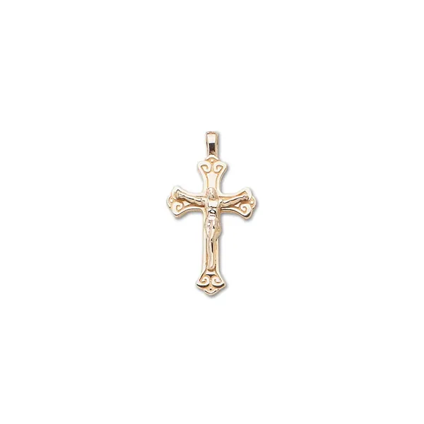 14KY Large Scroll Crucifix Cross Charles Frederick Jewelers Chelmsford, MA