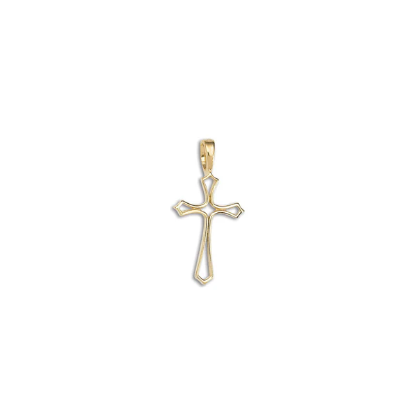 14KY Small Open Flair Cross Pendant Image 2 Charles Frederick Jewelers Chelmsford, MA