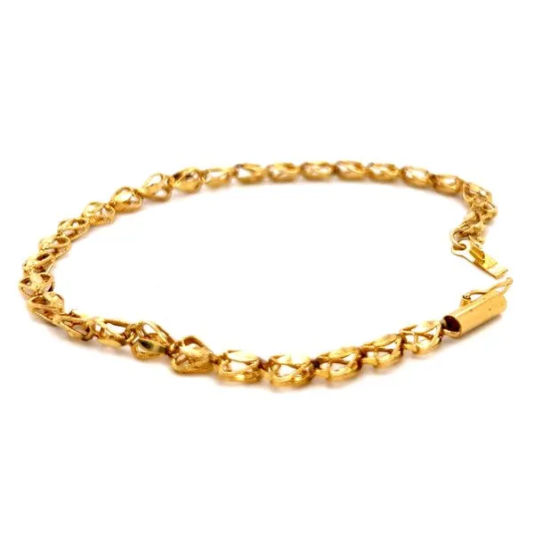 14KY Diamond Cut Heart Shaped Link Bracelet Charles Frederick Jewelers Chelmsford, MA