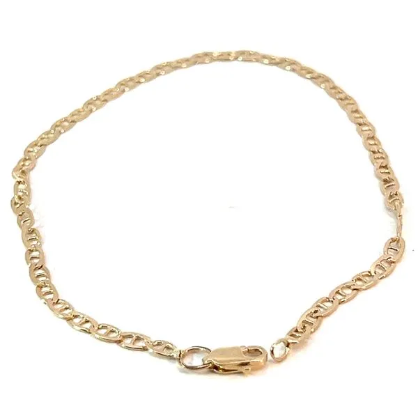14KY 3mm 8\ Flat Anchor Bracelet With Lobster Clasp - Est...