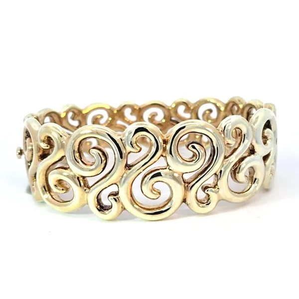 14K Yellow Gold Swirl Bangle Hollow 7 Inch Approx Charles Frederick Jewelers Chelmsford, MA