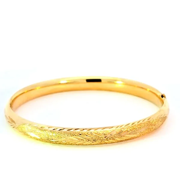 Estate- 14K Yellow Diamond Cut Bangle-10.8 Grams