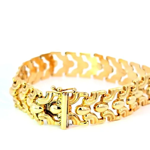 Estate- 14K Yellow Gold Fancy Link Bracelet Retail $ 2,495- 14.5 Grams Charles Frederick Jewelers Chelmsford, MA