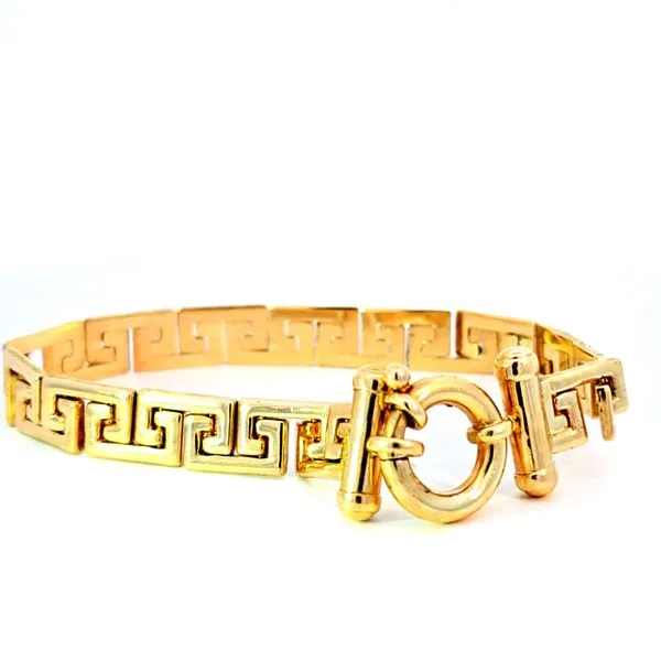 Estate- 14K Yellow Gold Grecian Key Bracelet 7.5 Inches13...