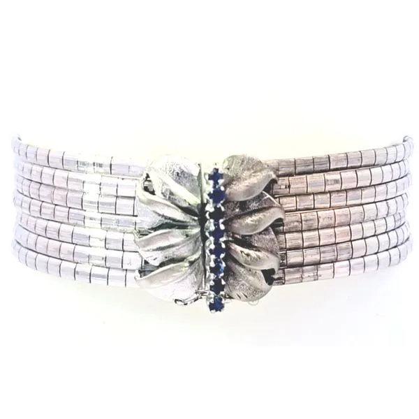 Estate- 18K White Gold Multi Row (7) Flexible Strand Brac...