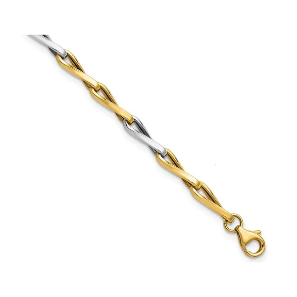 14kt Two Tone Fancy Link Bracelet