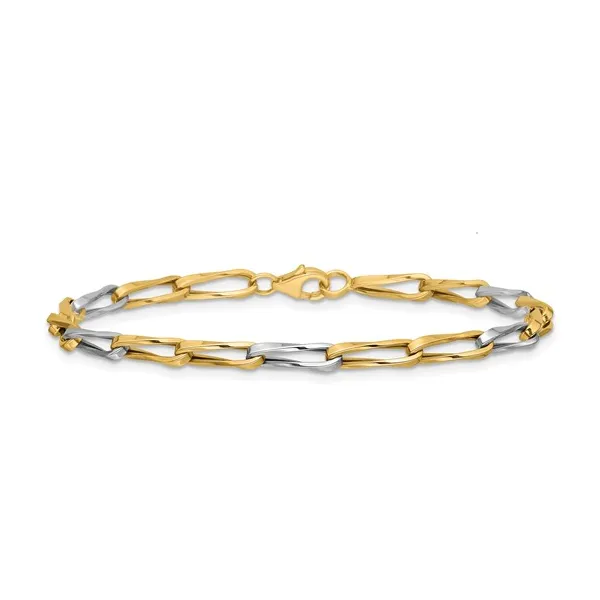 14kt Two Tone Fancy Link Bracelet