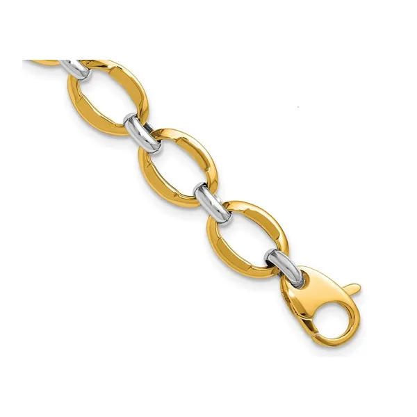 14k Two Tone Oval Link Bracelet