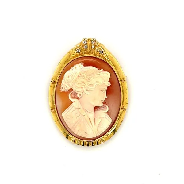 14K Large Cameo Pendant/Pin.-Estate Charles Frederick Jewelers Chelmsford, MA