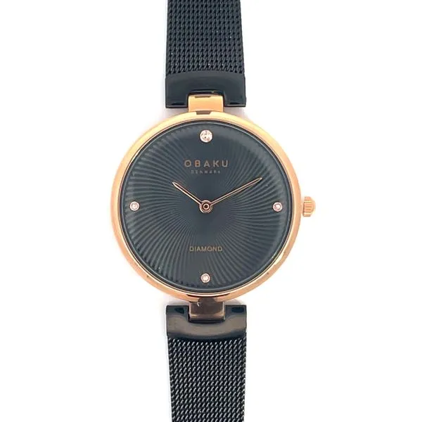 Ladies Obaku Black Swirl Dial Watch Charles Frederick Jewelers Chelmsford, MA