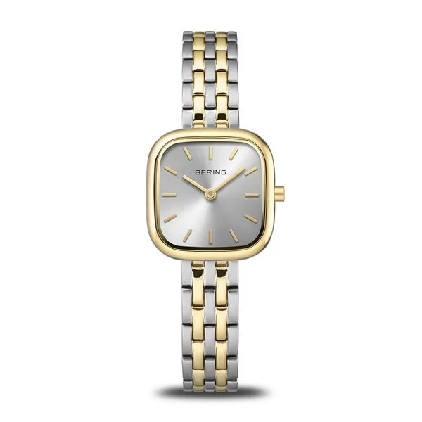 Womens Classic Silver/Gold Tone Brushed Square Watch