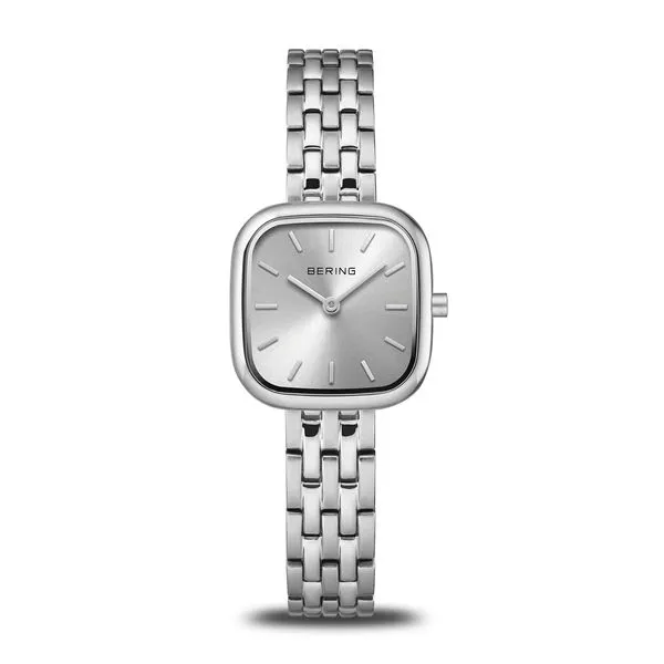 Womens Classic Silver Brushed Square Watch