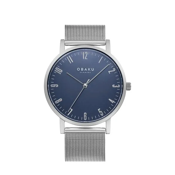 Mens Obaku Blue Dial Watch On Mesh Bracelet Charles Frederick Jewelers Chelmsford, MA
