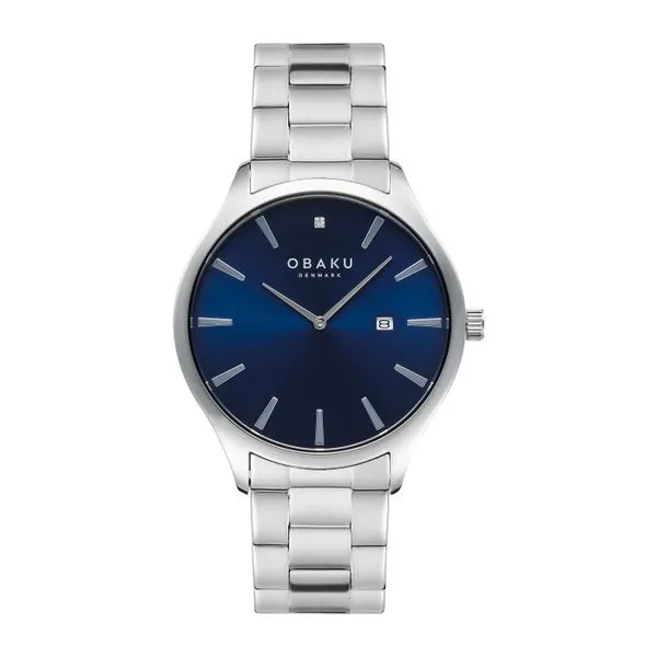 Gents Obaku Blue Dial Watch With Stainless Bracelet Charles Frederick Jewelers Chelmsford, MA