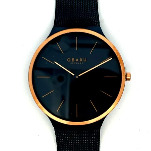 Mens Obaku Blue and Rose Gold tone Watch