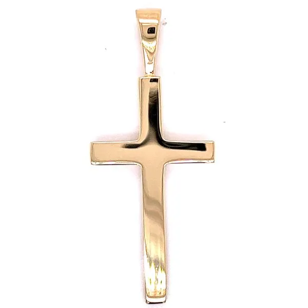 14KY Large Yellow Gold Flat Cross Charles Frederick Jewelers Chelmsford, MA