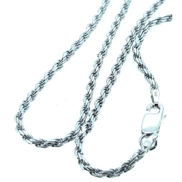Sterling 2.25MM Rhodium Plated Rope Chain. Charles Frederick Jewelers Chelmsford, MA