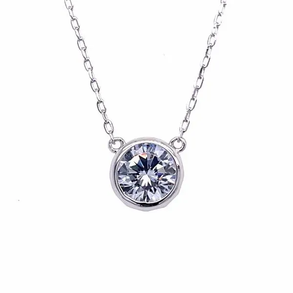 Sterling Bezel Set 6.5mm CZ Necklace Charles Frederick Jewelers Chelmsford, MA