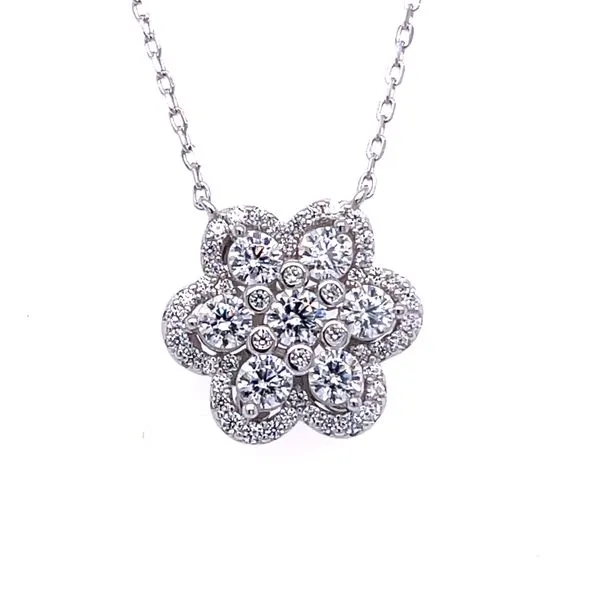 Sterling CZ Flower Cluster Necklace Charles Frederick Jewelers Chelmsford, MA