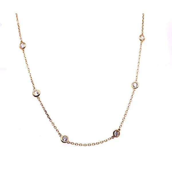 Gold Plated CZ Station Necklace Charles Frederick Jewelers Chelmsford, MA