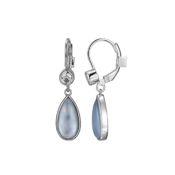 Sterling Silver Synthetic Blue Topaz and White Mother of Pearl Earrings Charles Frederick Jewelers Chelmsford, MA