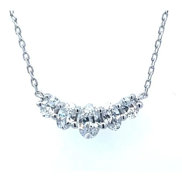 Sterling Silver Simulated Diamond 5 Stone Necklace Charles Frederick Jewelers Chelmsford, MA