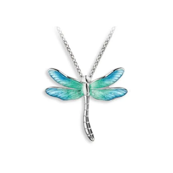 Blue Dragonfly Necklace by Master Enamelist Nicole Barr. Sterling Silver Charles Frederick Jewelers Chelmsford, MA