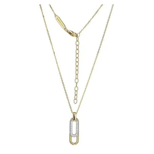 SS Paperclip Pave Lab-Created.33CTW Diamond Pendant Necklace with gold plating Charles Frederick Jewelers Chelmsford, MA