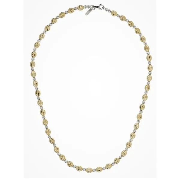 Sterling Silver Necklace With Hand-Assembled Oval And Round Beads Image 2 Charles Frederick Jewelers Chelmsford, MA