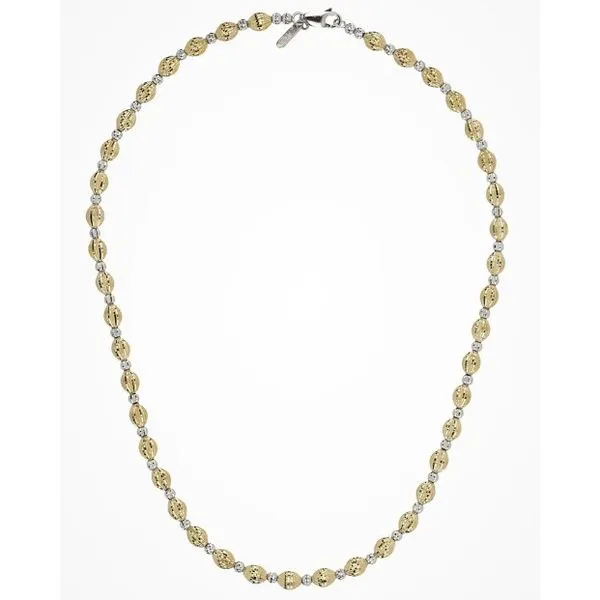 Sterling Silver Necklace With Hand-Assembled Oval And Round Beads Charles Frederick Jewelers Chelmsford, MA